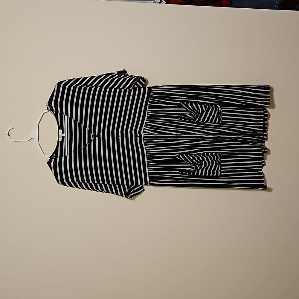 Jodifl Black and Gray stripped button down dress - Picture 1 of 7